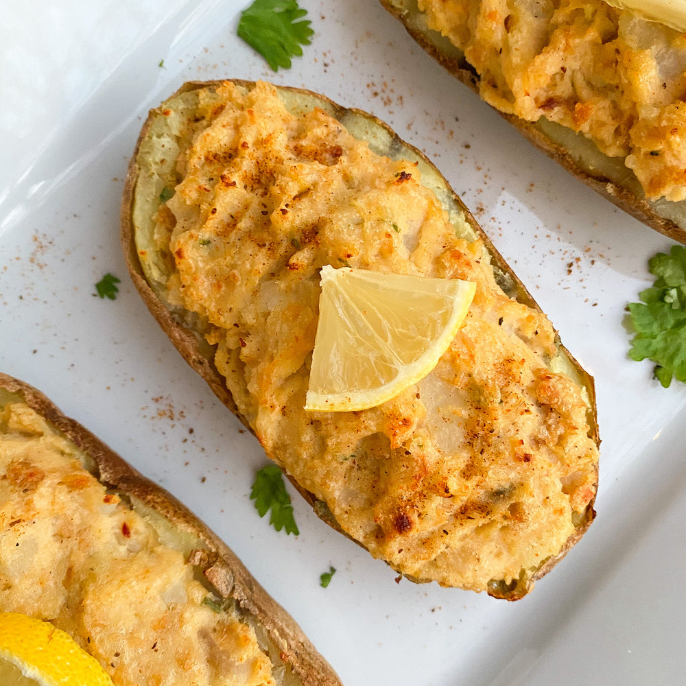 Twice Baked Crab Cake Potatoes