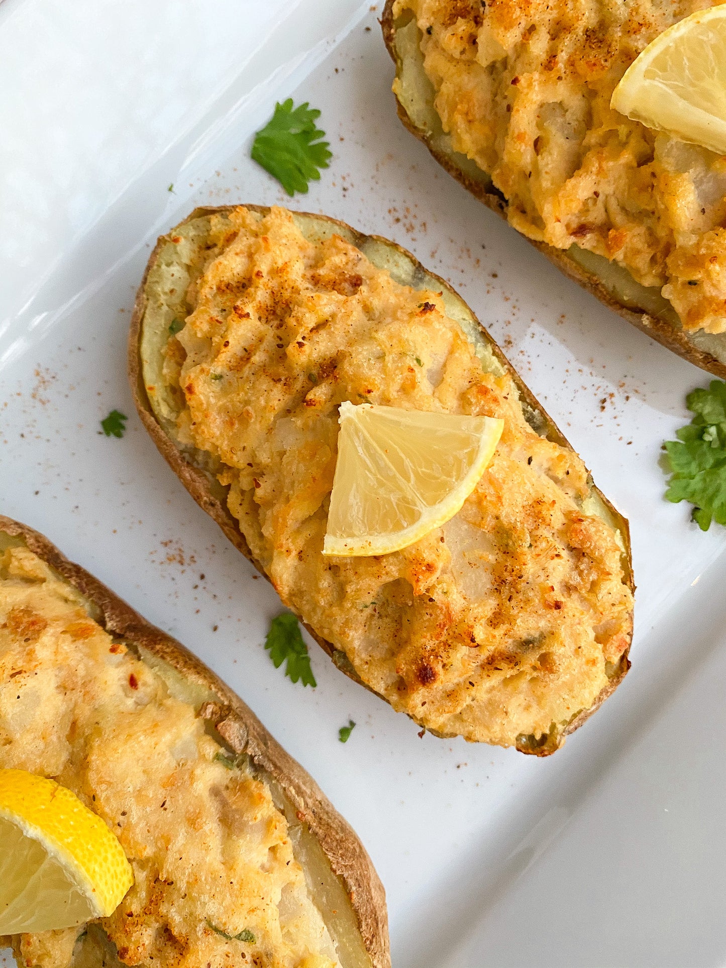 Twice Baked Crab Cake Potatoes