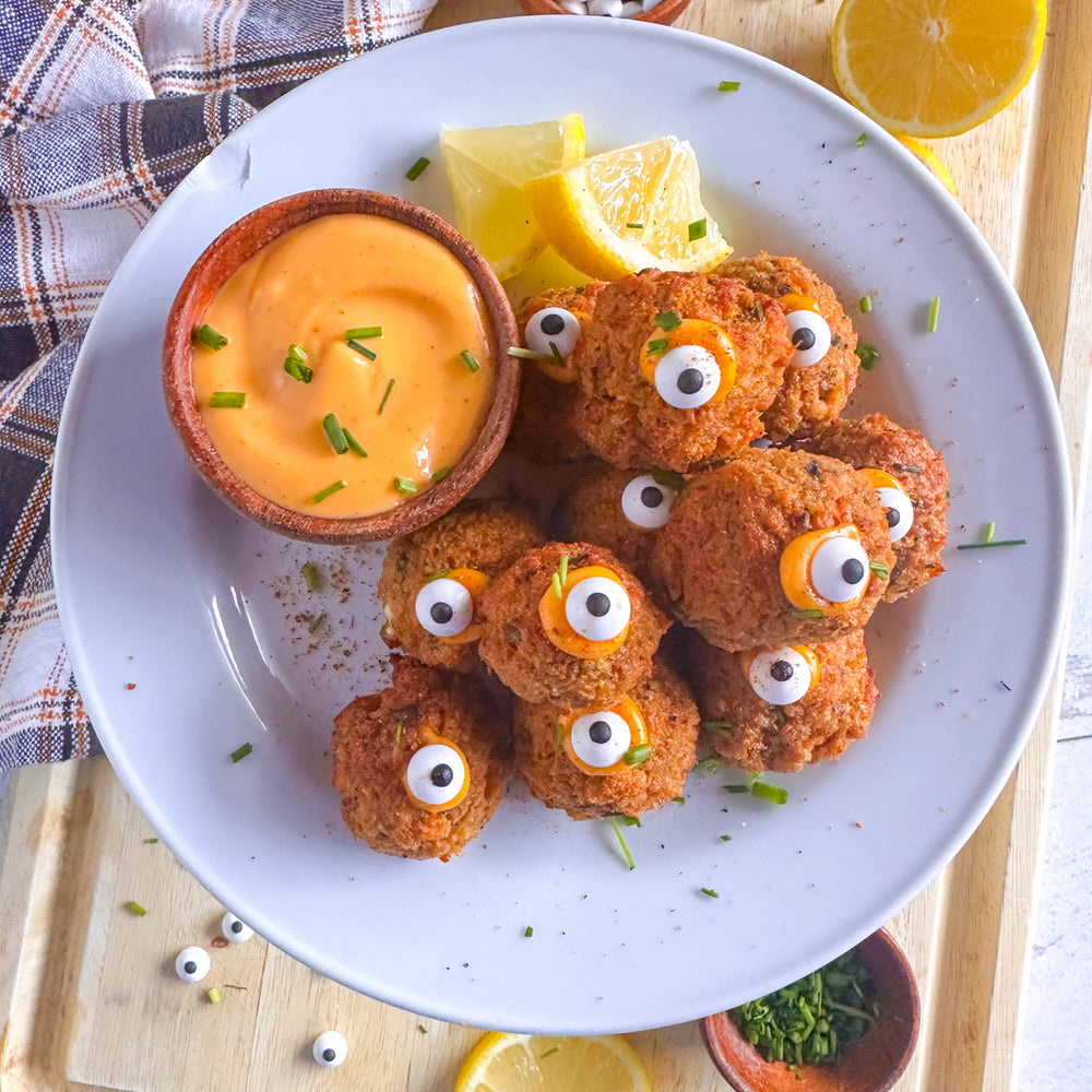 Mind Blown Crab Cake Eyeballs