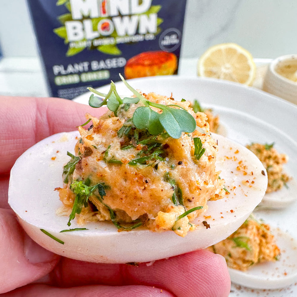 Mind Blown Crab Deviled Eggs