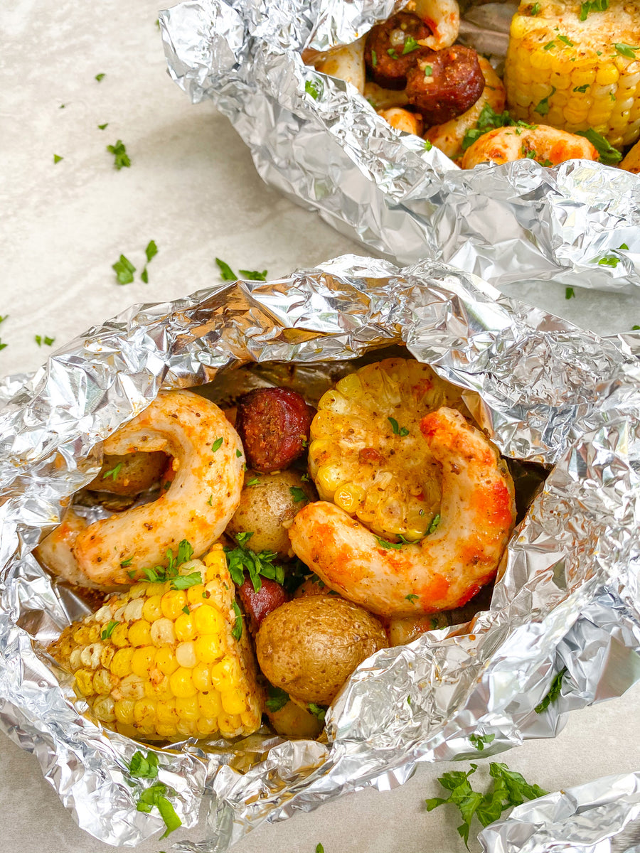 Mind Blown Grilled Dusted Shrimp Foil Packets – The Plant Based Seafood Co.