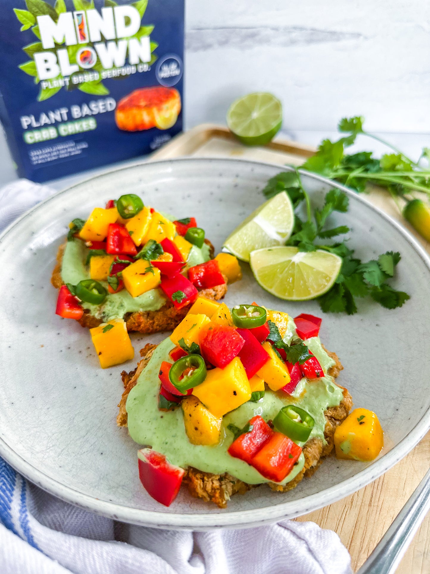 Mind Blown Crab Cakes with Avocado Crèma and Mango Salsa