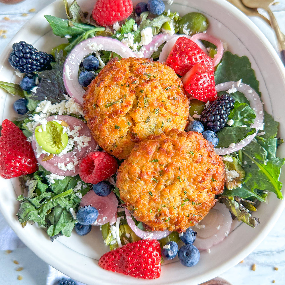 Mind Blown Crab Cake Berry Salad