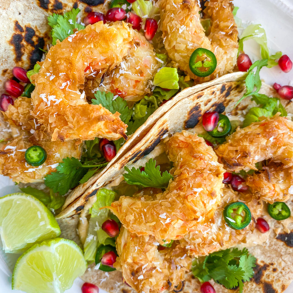 Mind Blown Coconut Shrimp Holiday Tacos