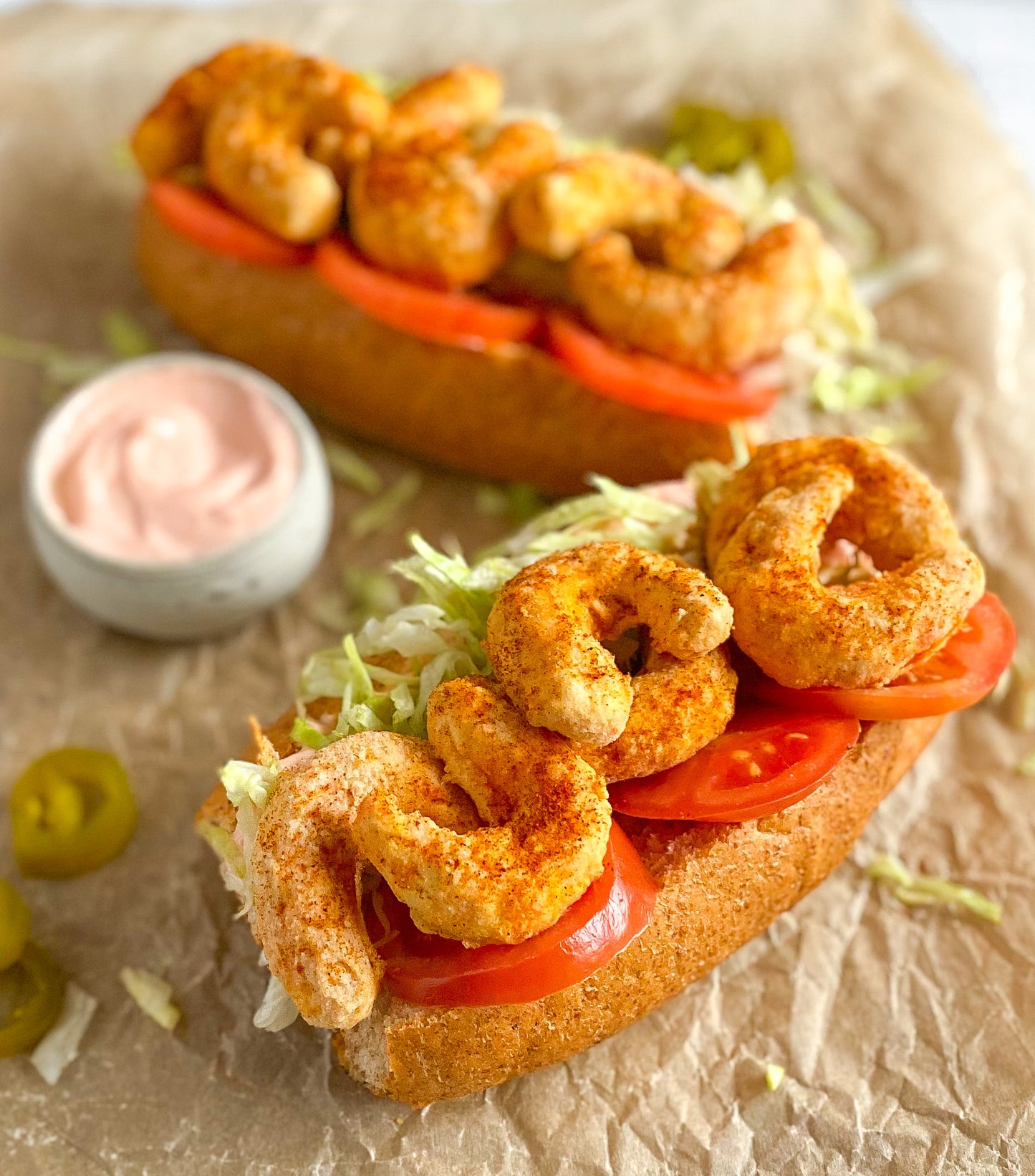 Mind Blown Dusted Shrimp Po’Boys