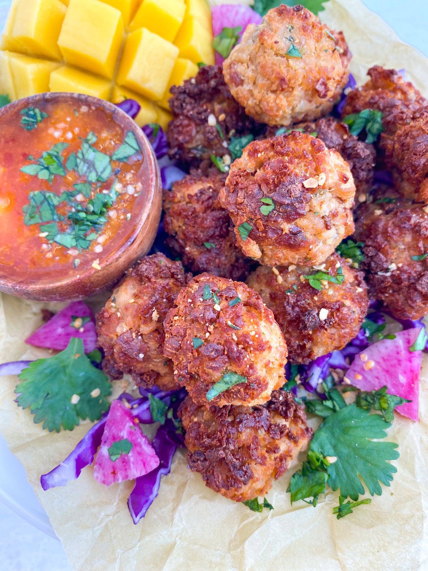 Mind Blown Crab Cake Bites with Tropical Dipping Sauce