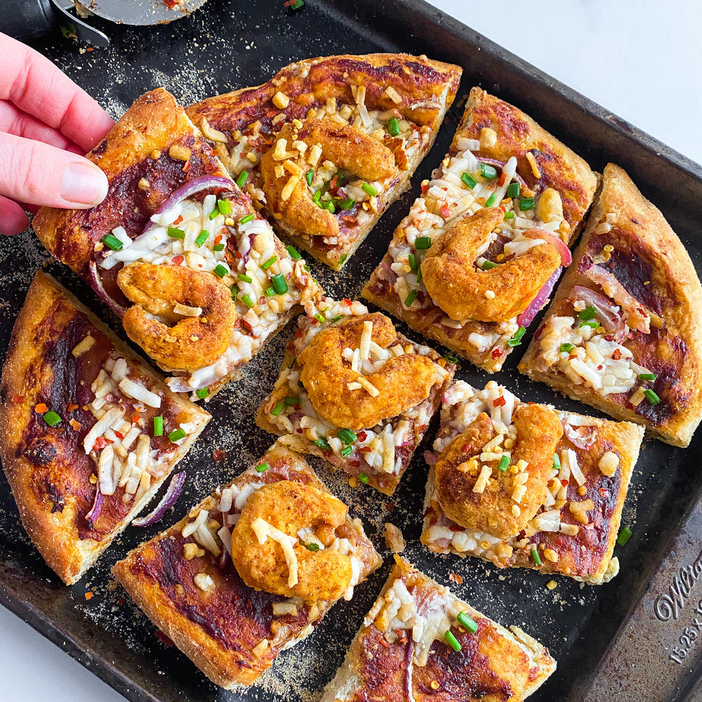 Mind Blown BBQ Dusted Shrimp Pizza