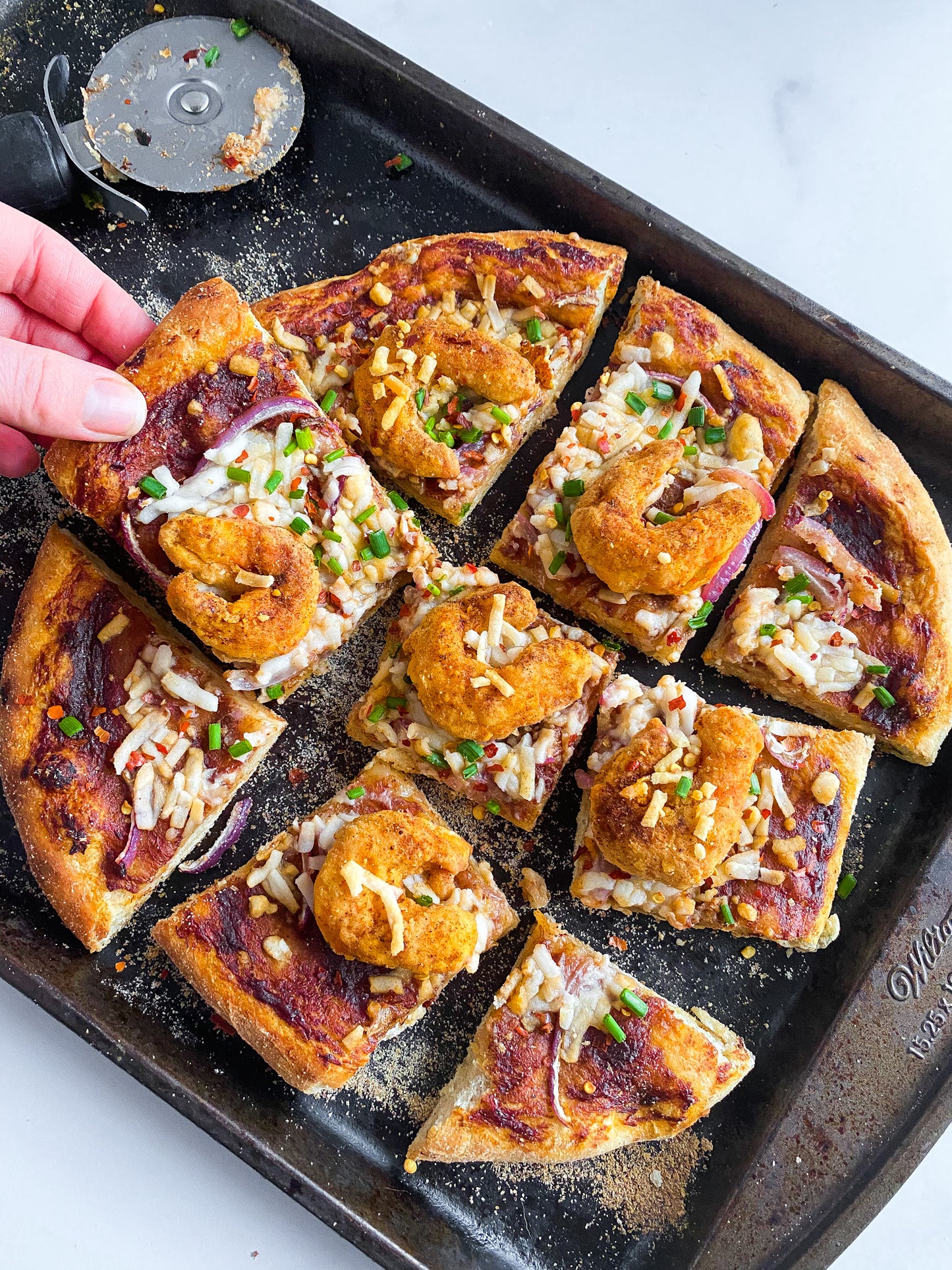 Mind Blown BBQ Dusted Shrimp Pizza