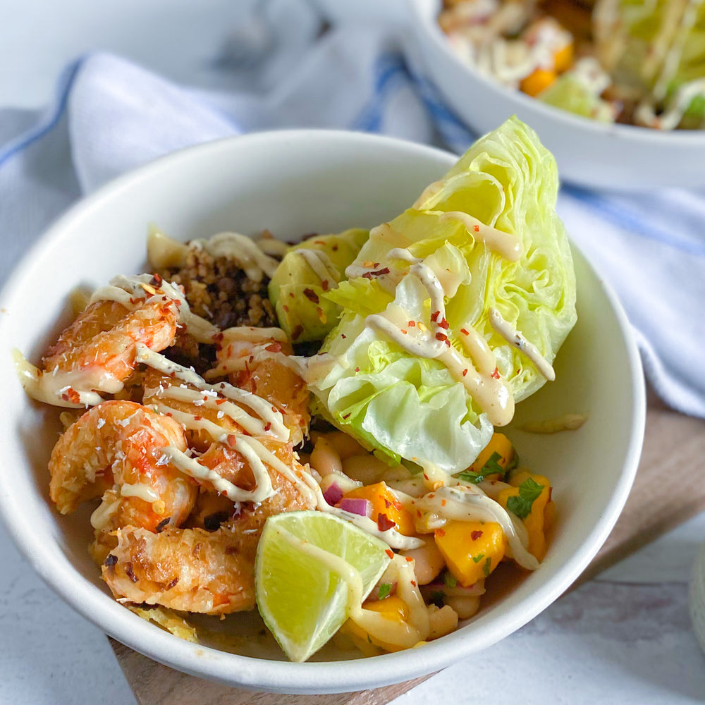 Deconstructed Mind Blown Coconut Shrimp Wedge Salad Bowls